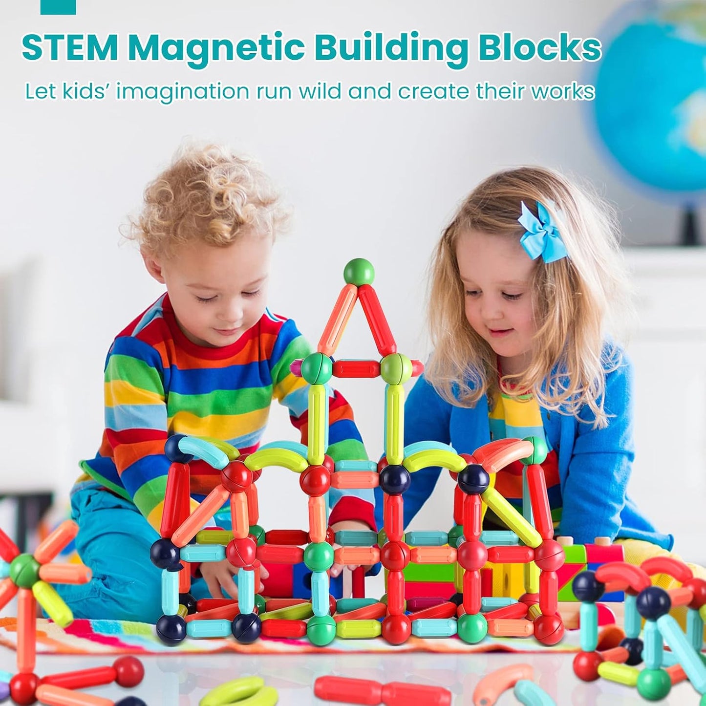 Kaiwatoy® Magnetic Building Blocks for Kids Ages 4-8, STEM Construction Toys ,Set for Kid’s Early Educational Learning