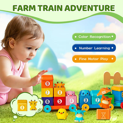Kaiwatoy® Toddler Learning Toys for 1~3 Year Old, Counting Matching & Sorting Montessori Train Set
