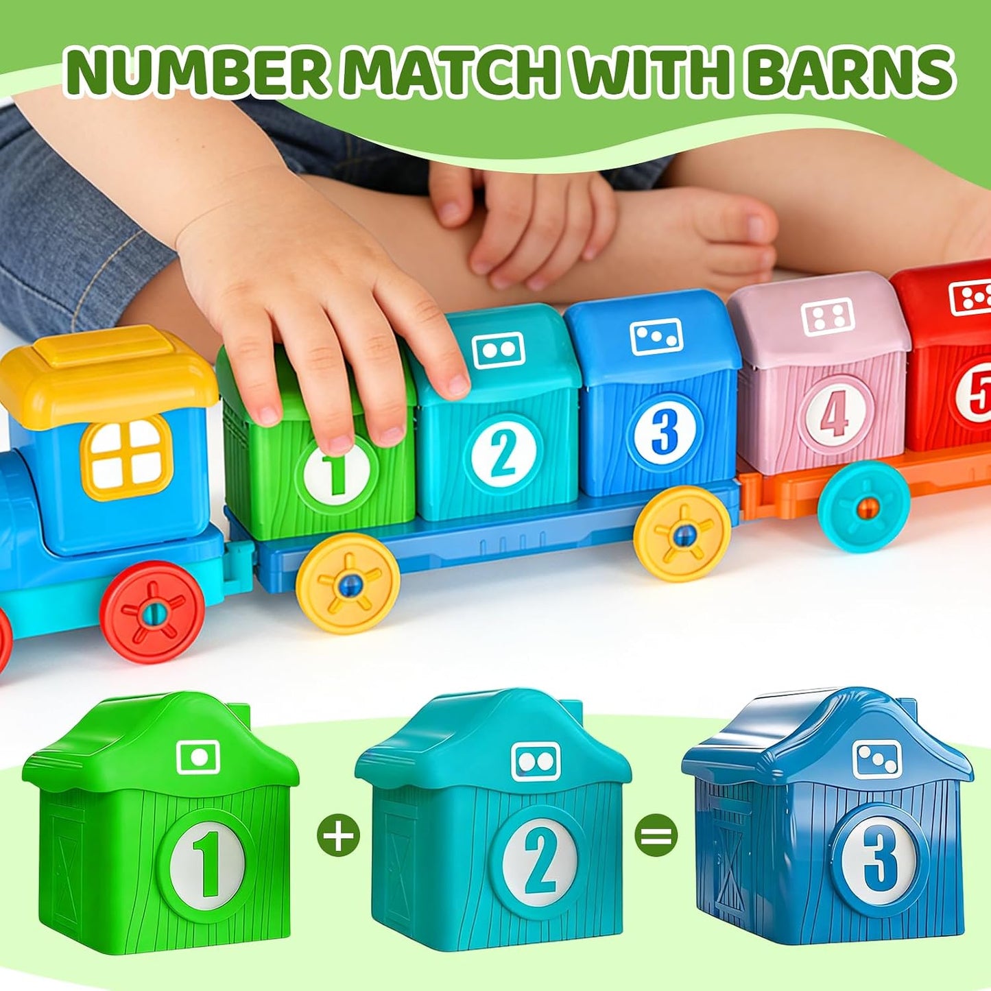Kaiwatoy® Toddler Learning Toys for 1~3 Year Old, Counting Matching & Sorting Montessori Train Set