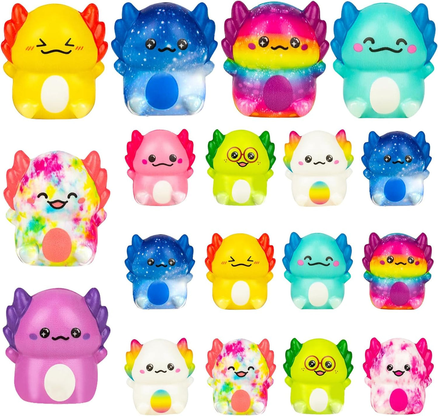 Kaiwatoy®24 Pack Axolotl Slow Squishy Toys Soft Stress Relief Fidgets Toys for Kids Boys Girls Party Favors Novelty Prizes