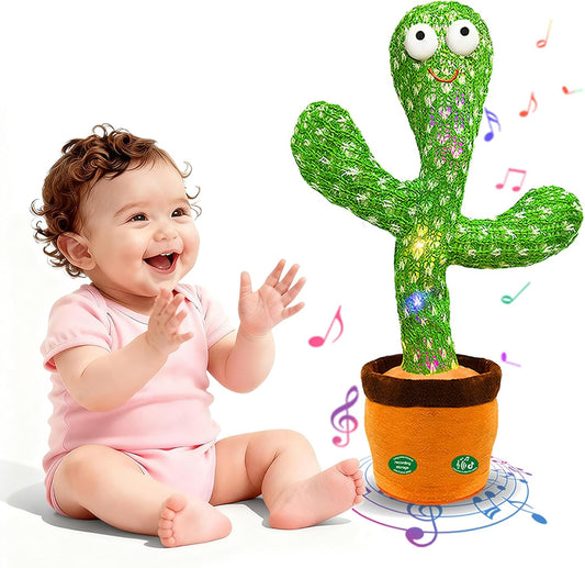 Interactive Dancing Talking Cactus Toy, Repeat What You Say | Singing Recording with LED Lights, Sensory Development & Motor Skill Building, Birthday Gift for Boy Girl
