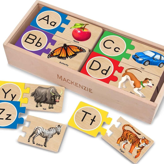 Kaiwatoy®  Self-Correcting Alphabet Wooden Puzzles with Storage Box  ABC Puzzles, Wooden Alphabet Puzzle for Kids Ages 4+