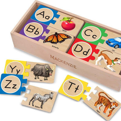 Kaiwatoy® Selbstkorrigierende Alphabet-Holzpuzzles mit Aufbewahrungsbox, ABC-Puzzles, hölzernes Alphabet-Puzzle für Kinder ab 4 Jahren