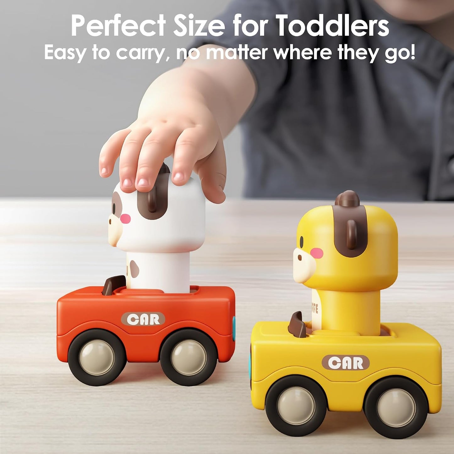 Kaiwatoy®  Baby Press to Go Car Toys for Toddlers 1-3,  | Infant Play Vehicle Set, Push Go Friction Car, Montessori Toy