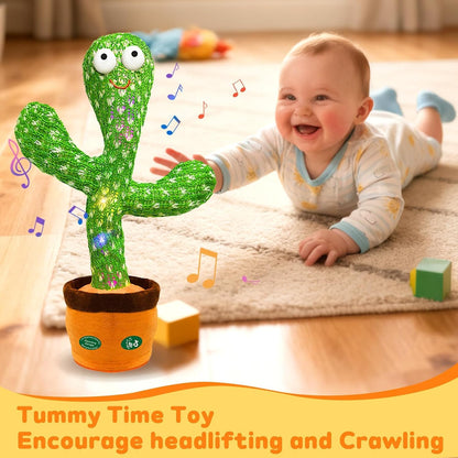 Interactive Dancing Talking Cactus Toy, Repeat What You Say | Singing Recording with LED Lights, Sensory Development & Motor Skill Building, Birthday Gift for Boy Girl