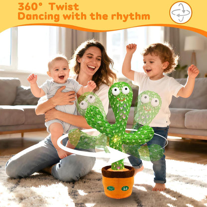 Interactive Dancing Talking Cactus Toy, Repeat What You Say | Singing Recording with LED Lights, Sensory Development & Motor Skill Building, Birthday Gift for Boy Girl
