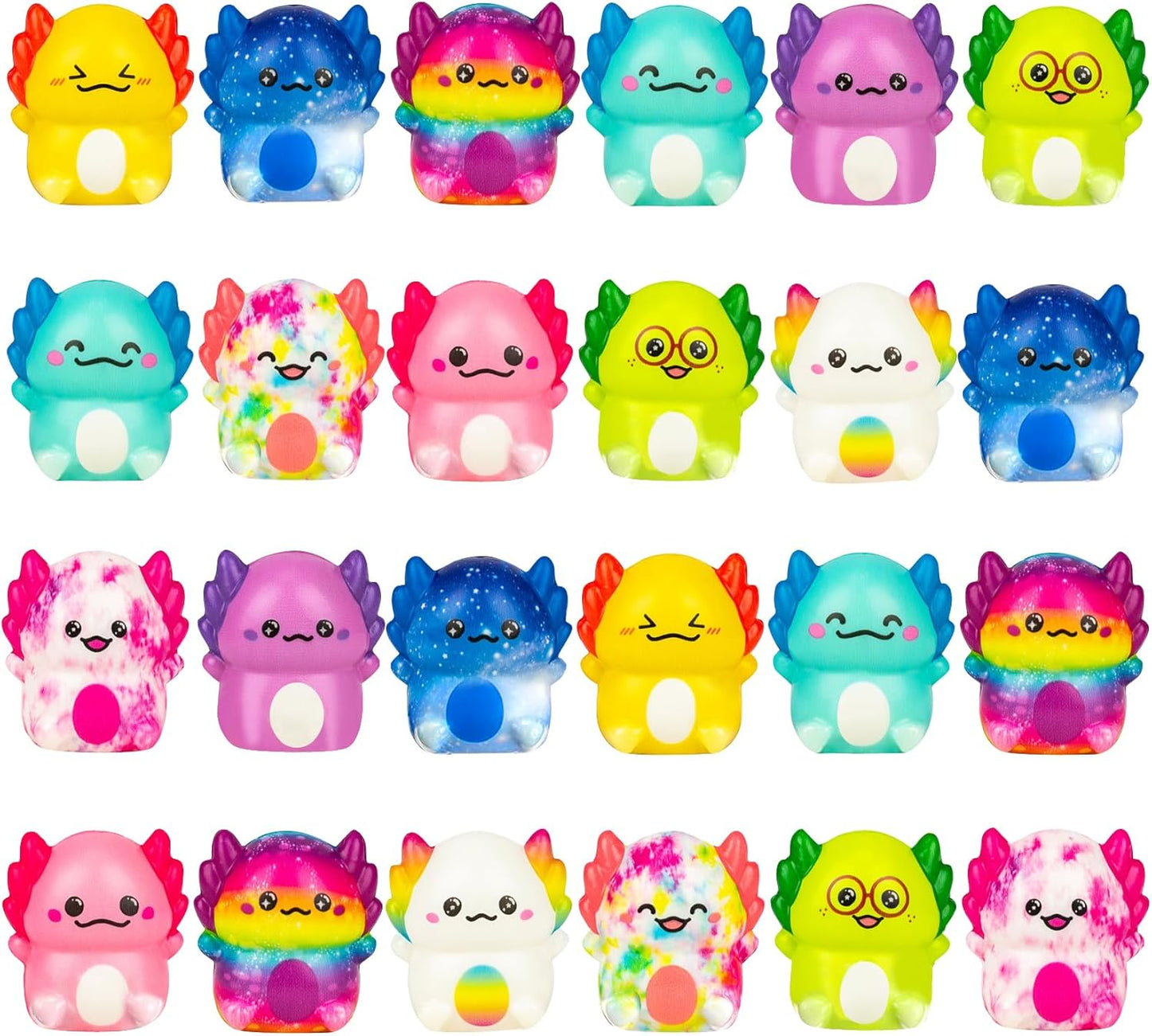 Kaiwatoy®24 Pack Axolotl Slow Squishy Toys Soft Stress Relief Fidgets Toys for Kids Boys Girls Party Favors Novelty Prizes
