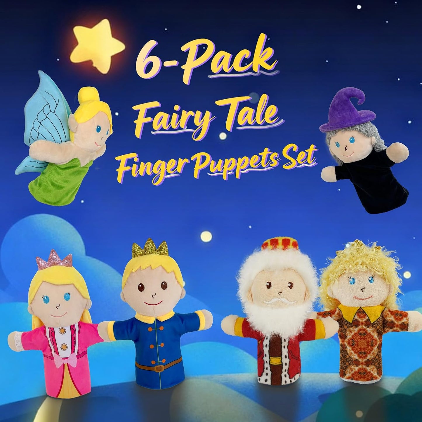 Fairy Tale Members Elf Plush Puppets Toddlers Princess Hand Puppet for Kids Ages,Soft Puppets for Storytelling