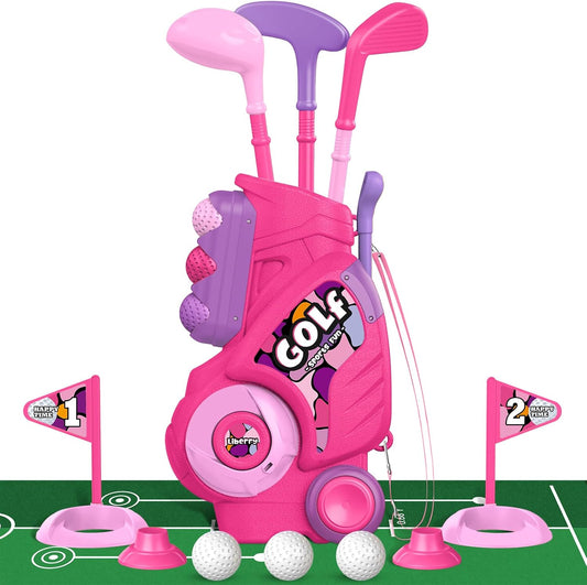 Kaiwatoy® Toddler Golf Club Set – Lightweight Kids Golf Toy with Cart & Shoulder Strap for Ages 1-4