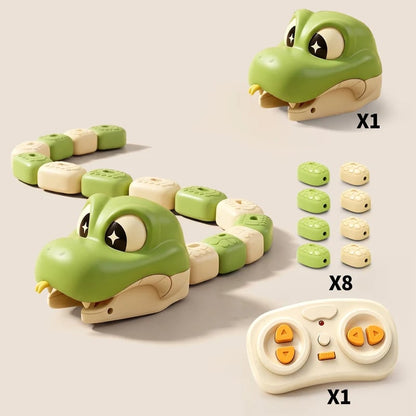 Remote Control Snake Toy with Magnetic Splicing Segments - Green