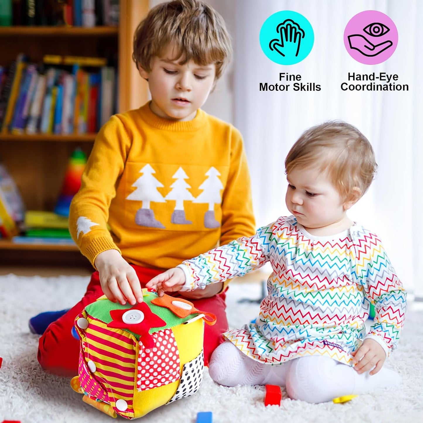 Kaiwatoy® Cubic Activity Learning Toy|  Hands-On Sensory Exploration for Car Airplane Travel