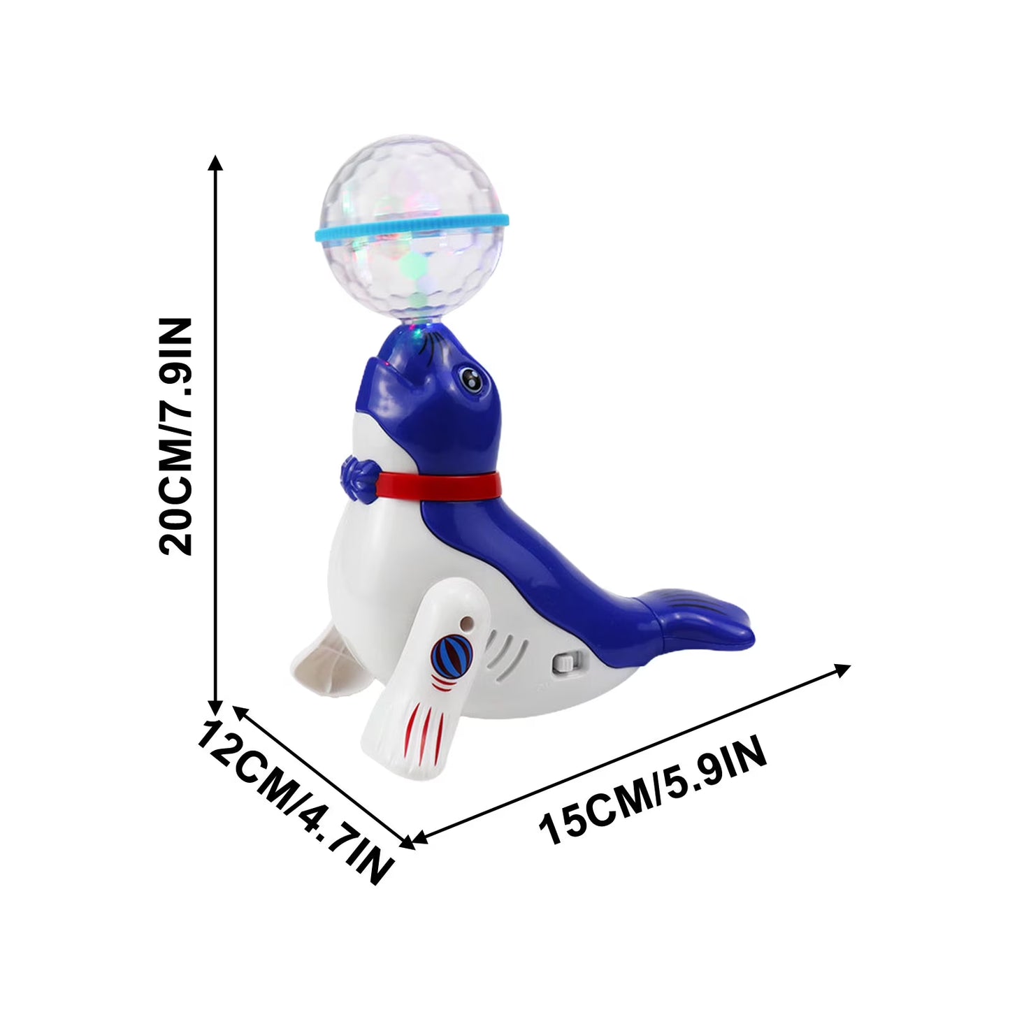Kaiwatoy®Interactive Spinning Sea Lions /Dog Motorized Toy - Rotating Light Music Projection Singing Animal for Kids, Battery Powered