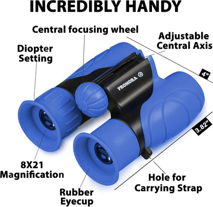 Kaiwatoy®Binoculars for Kids – Perfect Toy for Little Boys and Girls  – Powerful Magnification 8X21