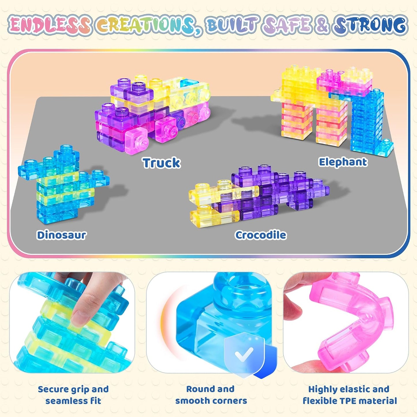 40 PCS Sensory Soft Building Blocks for Toddlers Kids, Squishy Stacking Toy | Preschool Educational Creative Play, Montessori Squeezable, Stretchable Early Learning Construction Playset, Puzzle Blocks