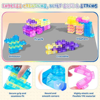 40 PCS Sensory Soft Building Blocks for Toddlers Kids, Squishy Stacking Toy | Preschool Educational Creative Play, Montessori Squeezable, Stretchable Early Learning Construction Playset, Puzzle Blocks