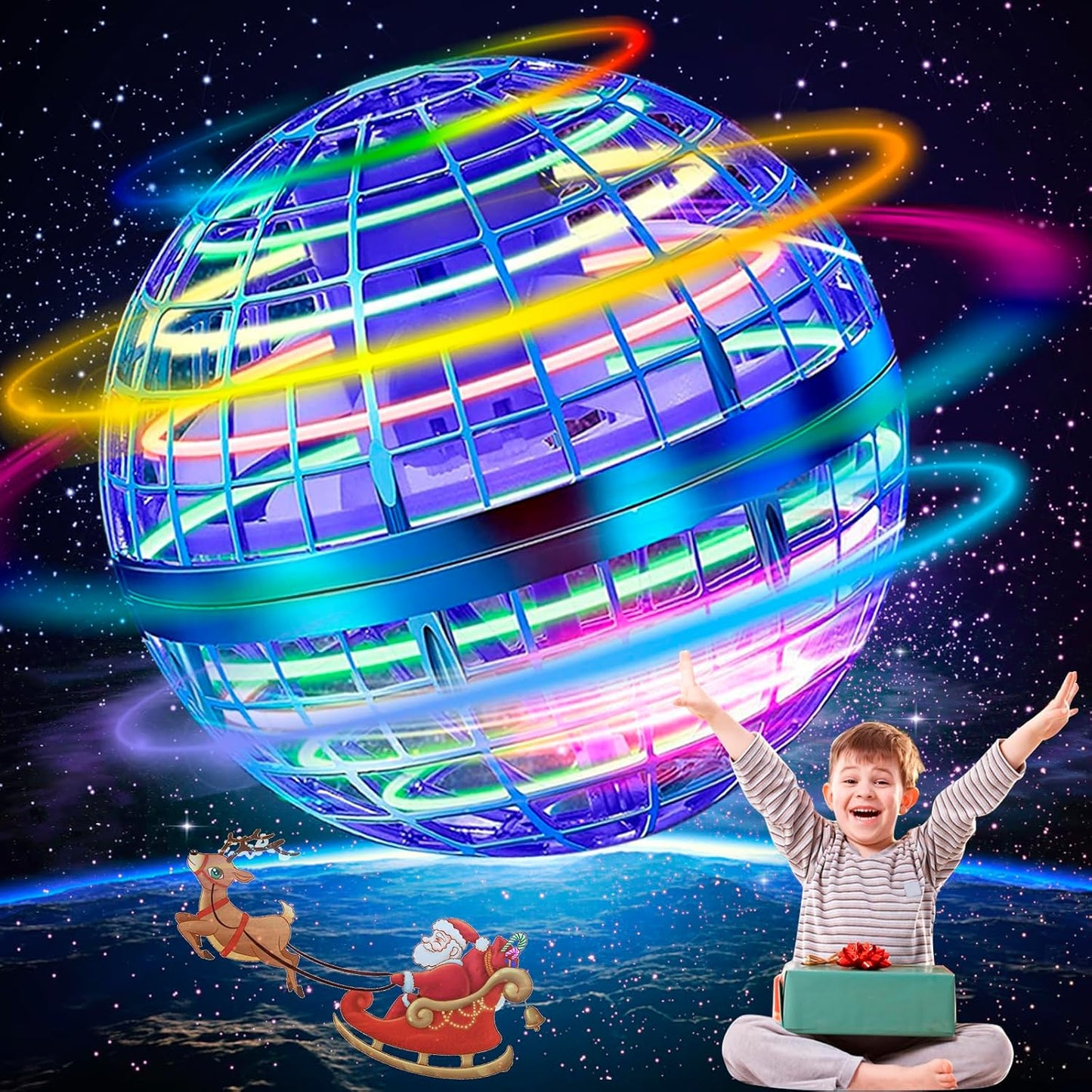 Galaxy Hand Sensing Flying Spinner Auto Return Boomerang Orb With Lights