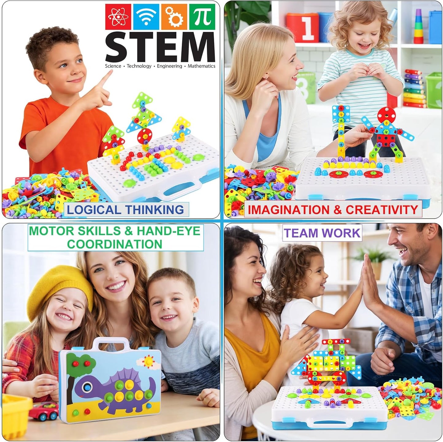 Kaiwatoy® Educational Toys Building Blocks, 189 Pieces Electric Screwdriver DIY Building Toys