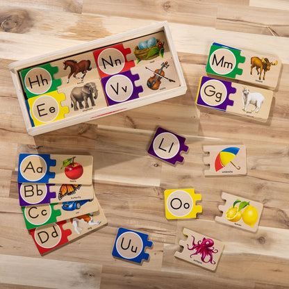 Kaiwatoy® Selbstkorrigierendes Alphabet-Puzzle (52 Teile) mit Spielzeug-Aufbewahrungsbox, ABC-Holzpuzzle für Kleinkinder und Vorschulkinder, Montessori-Lernspielzeug für Mädchen und Jungen ab 4 Jahren
