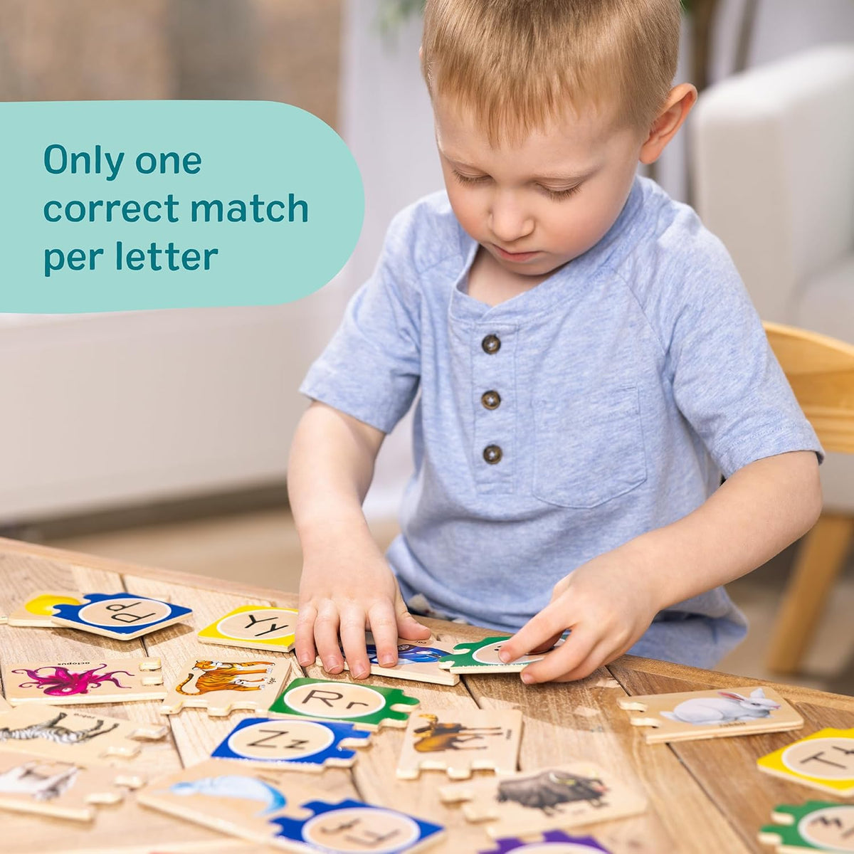 Kaiwatoy® Selbstkorrigierendes Alphabet-Puzzle (52 Teile) mit Spielzeug-Aufbewahrungsbox, ABC-Holzpuzzle für Kleinkinder und Vorschulkinder, Montessori-Lernspielzeug für Mädchen und Jungen ab 4 Jahren