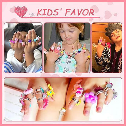 Kaiwatoy®PinkSheep Little Girl Jewel Rings in Box, Adjustable, No Duplication, Girl Pretend Play and Dress Up Rings (24 Lovely Ring