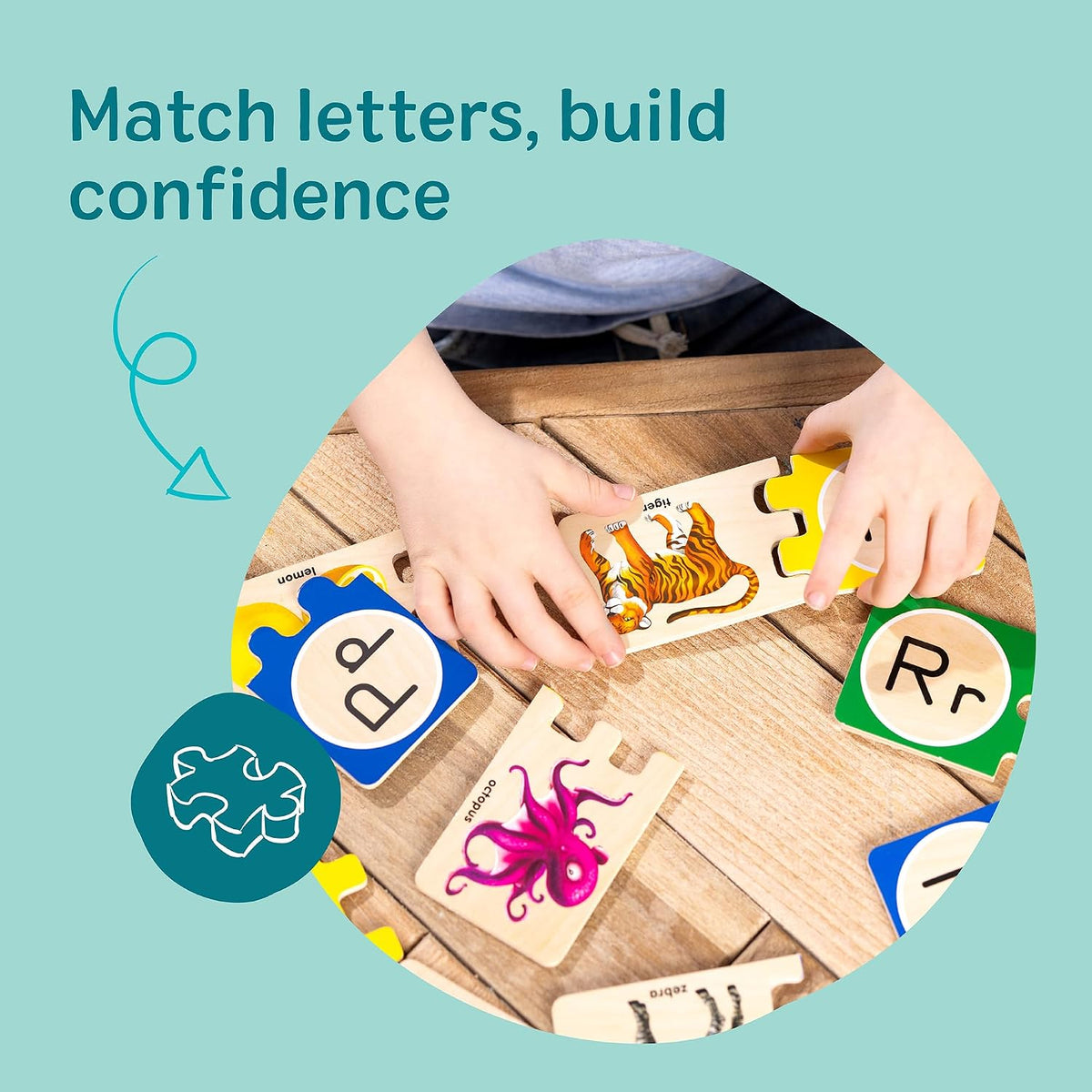 Kaiwatoy® Selbstkorrigierende Alphabet-Holzpuzzles mit Aufbewahrungsbox, ABC-Puzzles, hölzernes Alphabet-Puzzle für Kinder ab 4 Jahren