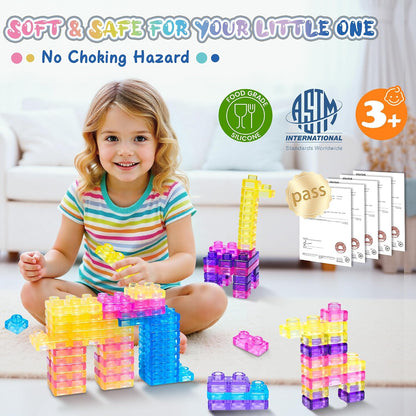 40 PCS Sensory Soft Building Blocks for Toddlers Kids, Squishy Stacking Toy | Preschool Educational Creative Play, Montessori Squeezable, Stretchable Early Learning Construction Playset, Puzzle Blocks