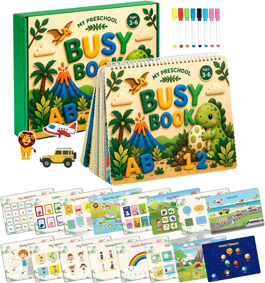 Reusable Activity Book with Stickers on DIN Sheets | Interactive Paper Sticker Activities for Matching, Coloring, and Fine Motor Skills Development, Ideal for Travel