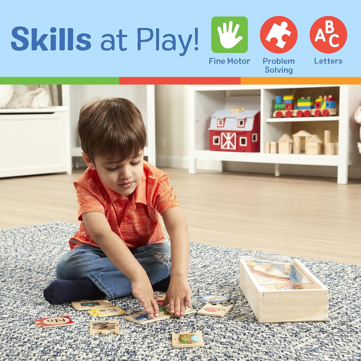 Kaiwatoy® Selbstkorrigierende Alphabet-Holzpuzzles mit Aufbewahrungsbox, ABC-Puzzles, hölzernes Alphabet-Puzzle für Kinder ab 4 Jahren