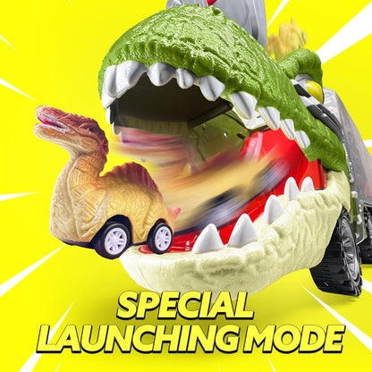 Kaiwatoy®13 in 1 Dinosaur Toys for Kids 3-5, Dinosaur Truck with 12 Pull Back Cars, Birthday Gifts Toys for 3 4 5+ Year Old Boy