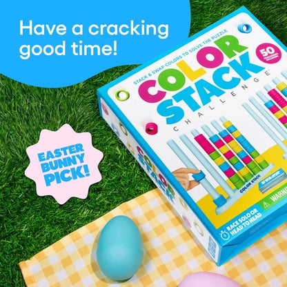 Kaiwatoy®Color Stack, Color Matching Puzzle Game for Families, Includes 2 Stack Racks, 50 Challenge Cards, 80 Rings & Instructions.