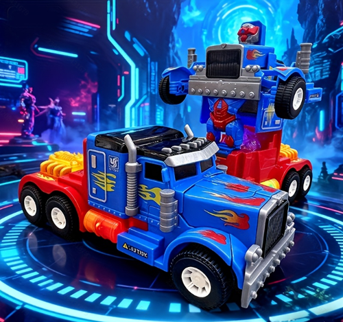 Kaiwatoy® 2-in-1 Transformierbarer Roboter, Spielzeug-LKW, der sich in einen Roboter verwandelt, Blau und Rot, Rückziehfunktion, Lichter und Geräusche, für Kinder ab 3 Jahren