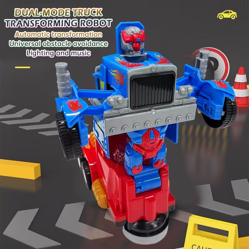 Kaiwatoy® 2-in-1 Transformierbarer Roboter, Spielzeug-LKW, der sich in einen Roboter verwandelt, Blau und Rot, Rückziehfunktion, Lichter und Geräusche, für Kinder ab 3 Jahren