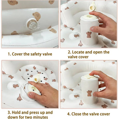 Kaiwatoy®Inflatable Baby Seat 3+ Months, Built-in Air Pump Baby Seat for Kids, Toddler, Breathable Cover,  Baby Essentials & Baby Items