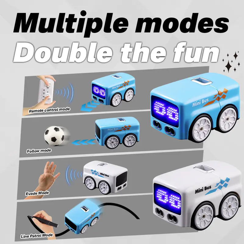 Kaiwatoy®Magic Mini Bus Toy, RC-Controlled with Auto Expressions & 4 Play Modes, Ideal Gift for Children