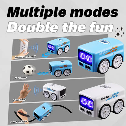 Kaiwatoy®Magic Mini Bus Toy, RC-Controlled with Auto Expressions & 4 Play Modes, Ideal Gift for Children
