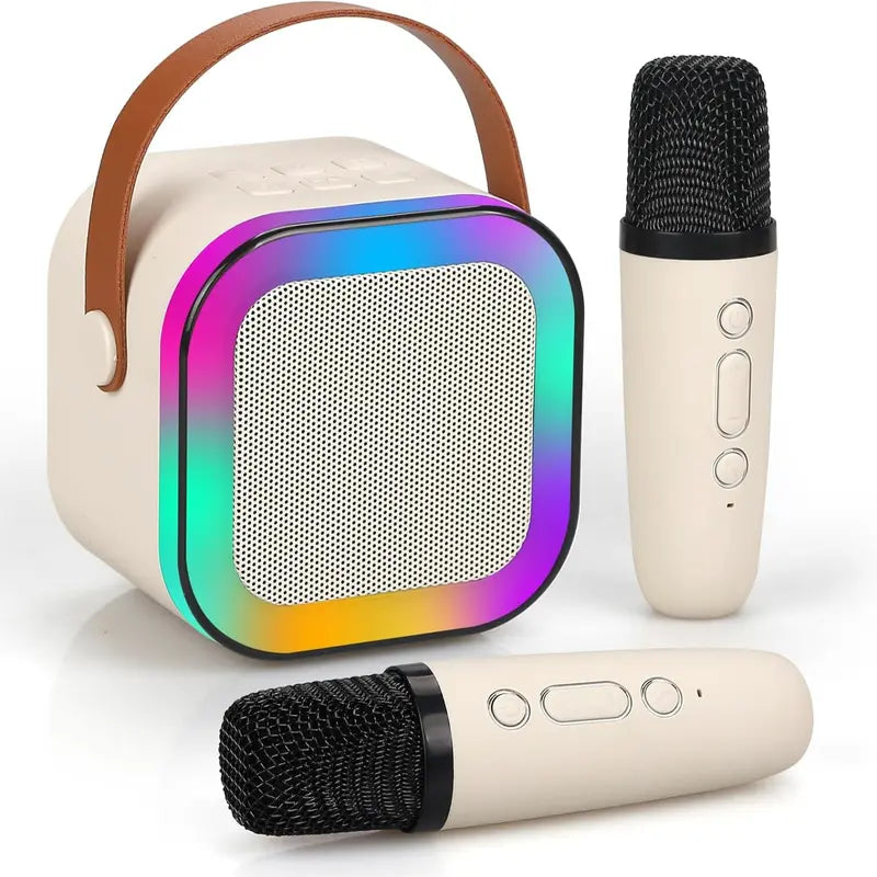 Kaiwatoy®Mini karaoke machine with microphone sound system, portable karaoke machine with 2 wireless microphones, birthday gifts for girls and children aged 4-12