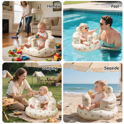 Kaiwatoy®Inflatable Baby Seat 3+ Months, Built-in Air Pump Baby Seat for Kids, Toddler, Breathable Cover,  Baby Essentials & Baby Items