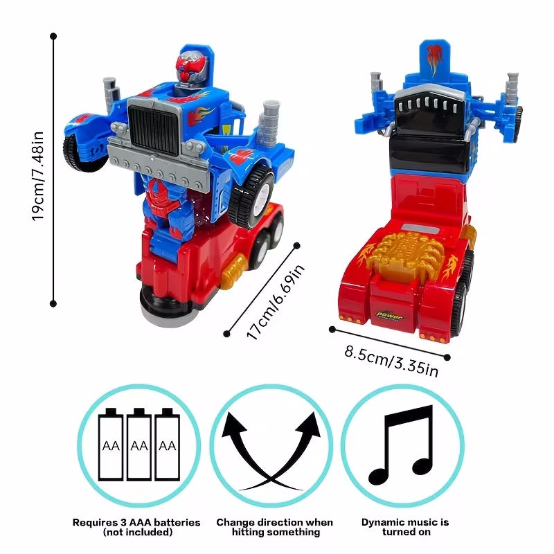Kaiwatoy® 2-in-1 Transformierbarer Roboter, Spielzeug-LKW, der sich in einen Roboter verwandelt, Blau und Rot, Rückziehfunktion, Lichter und Geräusche, für Kinder ab 3 Jahren