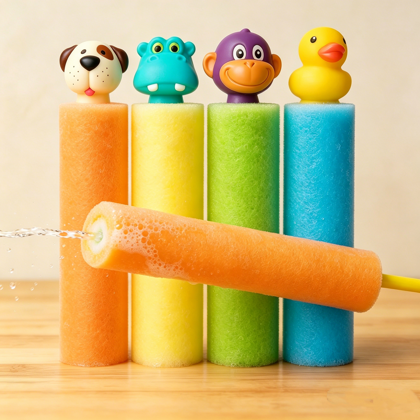 4 Pack Animal Water Blasters for Kids 🐒🦛🐶🦆 Summer Pool Squirt Guns, Beach Water Squirter Toys for Backyard Water Fight Party