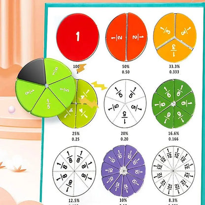 Kaiwatoy®Magnetic Fraction Demonstration Book, 1 Set Math Teaching Aid, Learning Toy for Gift