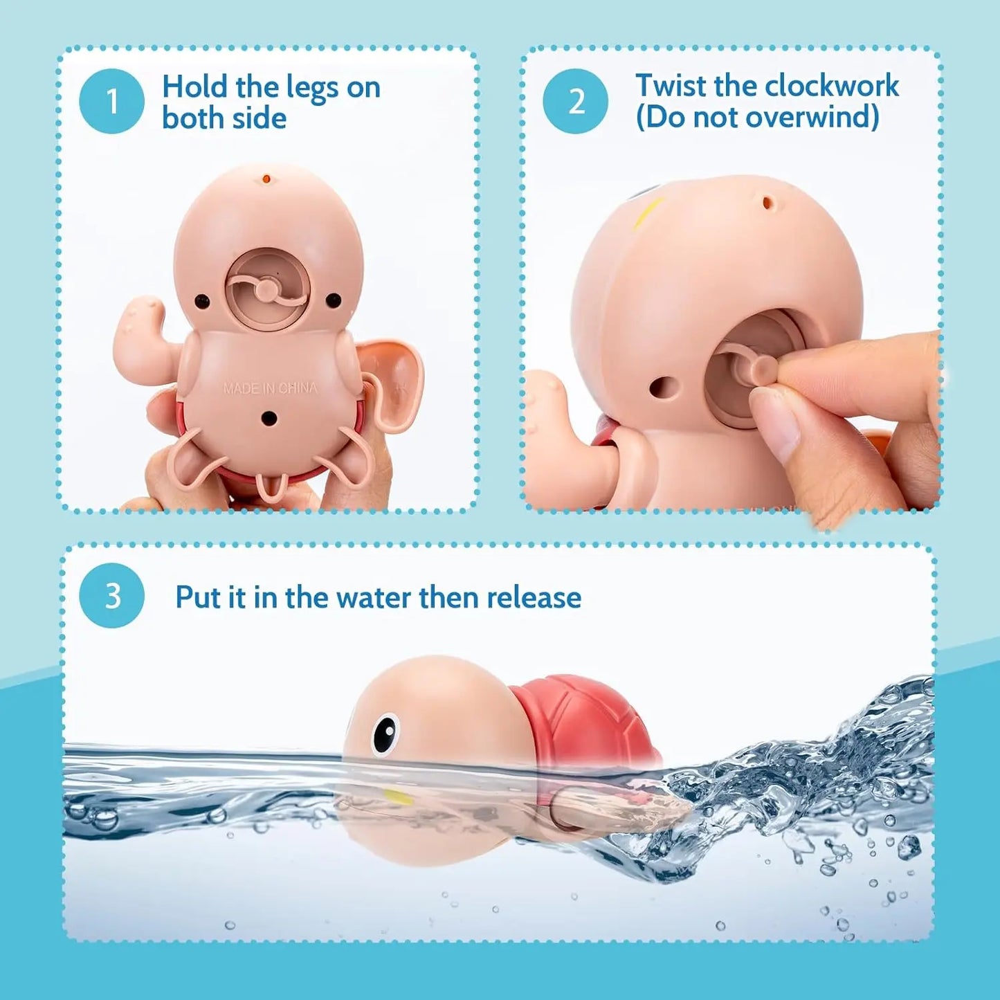 Kaiwatoy®Bath Toys for Toddlers, Cute Swimming Turtle Bath Toys for  Boy Girl Gifts, Water Pool Toys for Baby Toddler Toys, Wind-up Infant Bathtub Toys