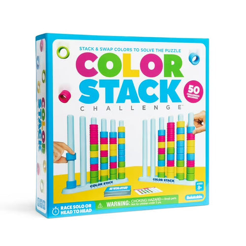 Kaiwatoy®Color Stack, Color Matching Puzzle Game for Families, Includes 2 Stack Racks, 50 Challenge Cards, 80 Rings & Instructions.