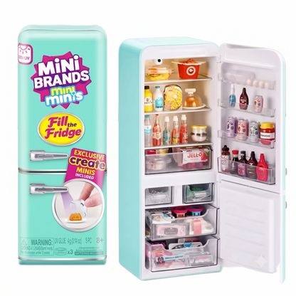 Caixa Fill The Fridge + Geladeira Mini Brands + 4 Raros + Brinde