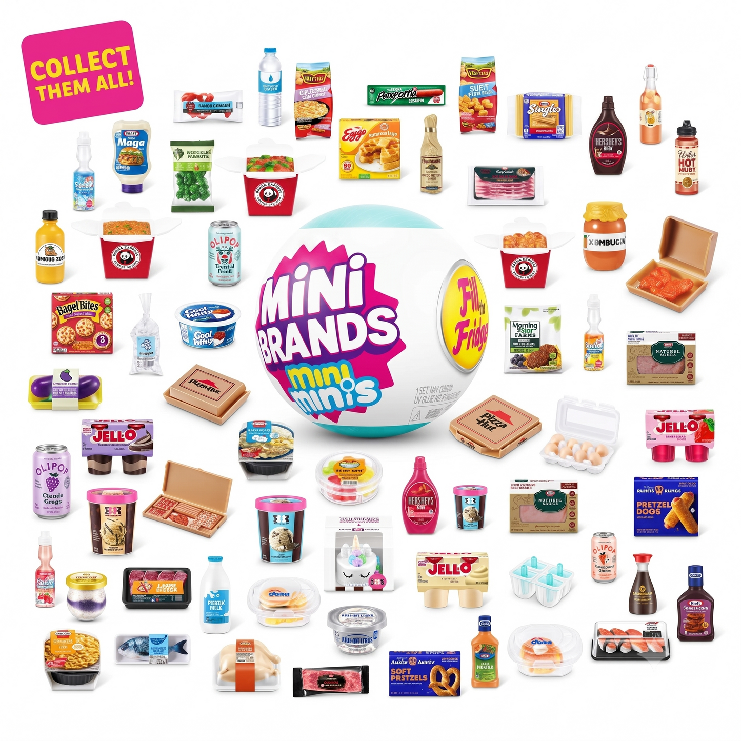 Caixa Fill The Fridge + Geladeira Mini Brands + 4 Raros + Brinde