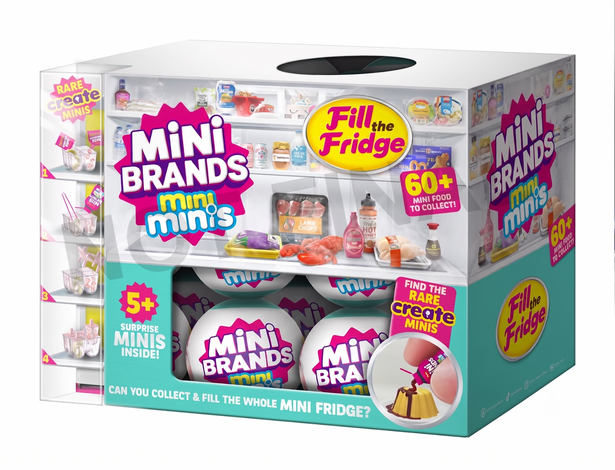 Caixa Fill The Fridge + Geladeira Mini Brands + 4 Raros + Brinde
