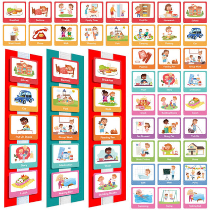 Kaiwatoy®Children's Visual Schedule Chart: Non-Verbal Communication Visual Aid, Daily Routine Planning Cards