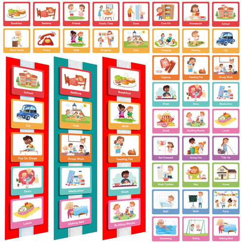 Kaiwatoy®Children's Visual Schedule Chart: Non-Verbal Communication Visual Aid, Daily Routine Planning Cards