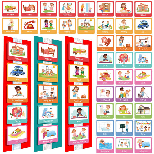 Kaiwatoy®Children's Visual Schedule Chart: Non-Verbal Communication Visual Aid, Daily Routine Planning Cards