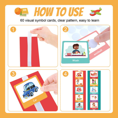 Kaiwatoy®Children's Visual Schedule Chart: Non-Verbal Communication Visual Aid, Daily Routine Planning Cards