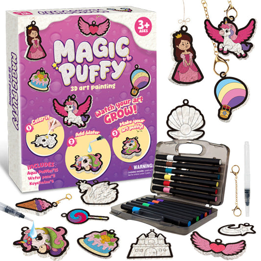 Kaiwatoy®Foam-Textured Art Kit: Bubble-Effect DIY Coloring, Dress-Up Princess, Castle & Animal Themes